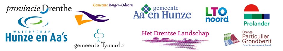 Partners: Provincie Drenthe, Gemeente Borger-Odoorn, Gemeente Aa en Hunze, LTO Noord, Prolander, Waterschap Hunze en Aa's, Gemeente Tynaarlo, Het Drentse Landschap, Drents Particulier Grondbezit